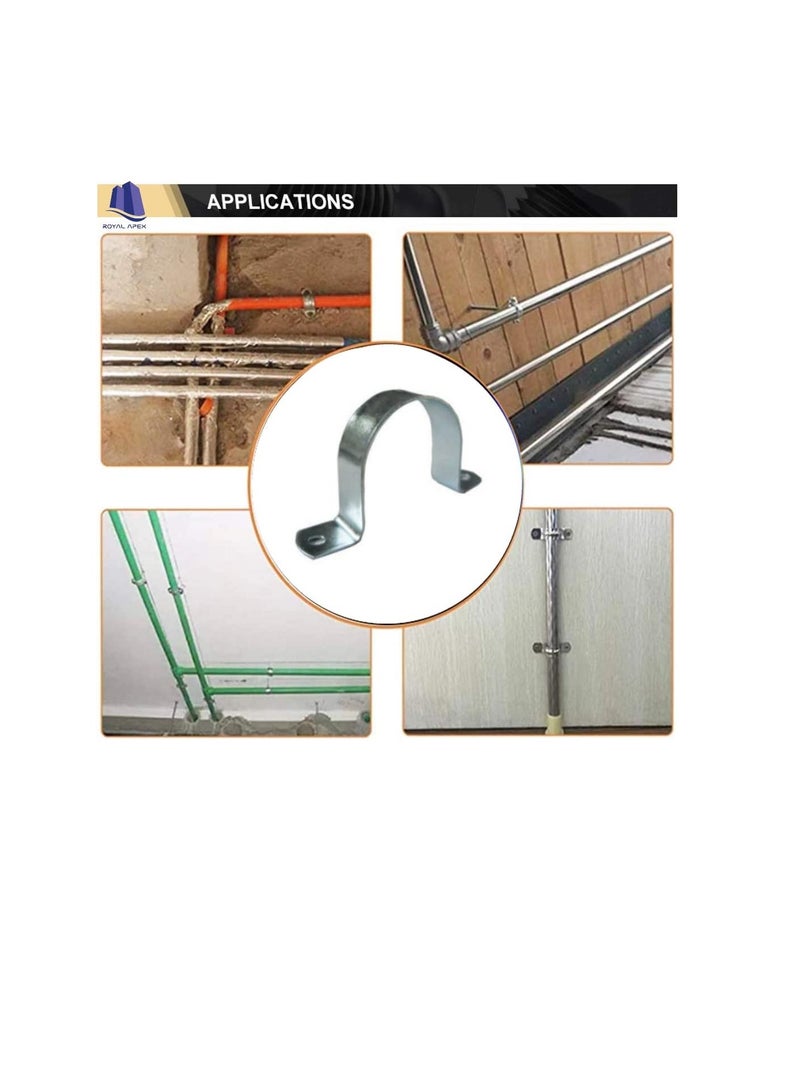 المشابك المجلفنة (GI) U المشابك المشابك المشابك مع المسمار والفيشر ، لقوس تثبيت أنابيب القناة ودعم أنابيب المياه وأنابيب الغاز - 10 قطع (2.1 / 2 بوصة) - Image 2