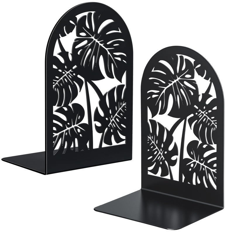 HappyHapi Decorative Bookends, Metal Book Ends for Shelves, 1 Pair Book Holder for Heavy Books, Boho Style Ends for Home Office Library, 4.61X 3.54 X 7 Inch - Image 1