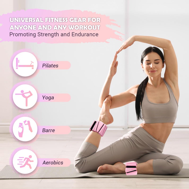 UOPON Wrist Ankle Weights for Women Set of 2, Adjustable Silicone Weighted Bangles, Wearable Ultra-durable Strips Weight Bracelet 2 lbs for Yoga, Pilates, Barre, Walking, Arm & Leg Workout - Image 5