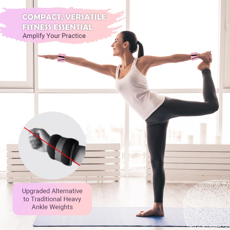 UOPON Wrist Ankle Weights for Women Set of 2, Adjustable Silicone Weighted Bangles, Wearable Ultra-durable Strips Weight Bracelet 2 lbs for Yoga, Pilates, Barre, Walking, Arm & Leg Workout - Image 3