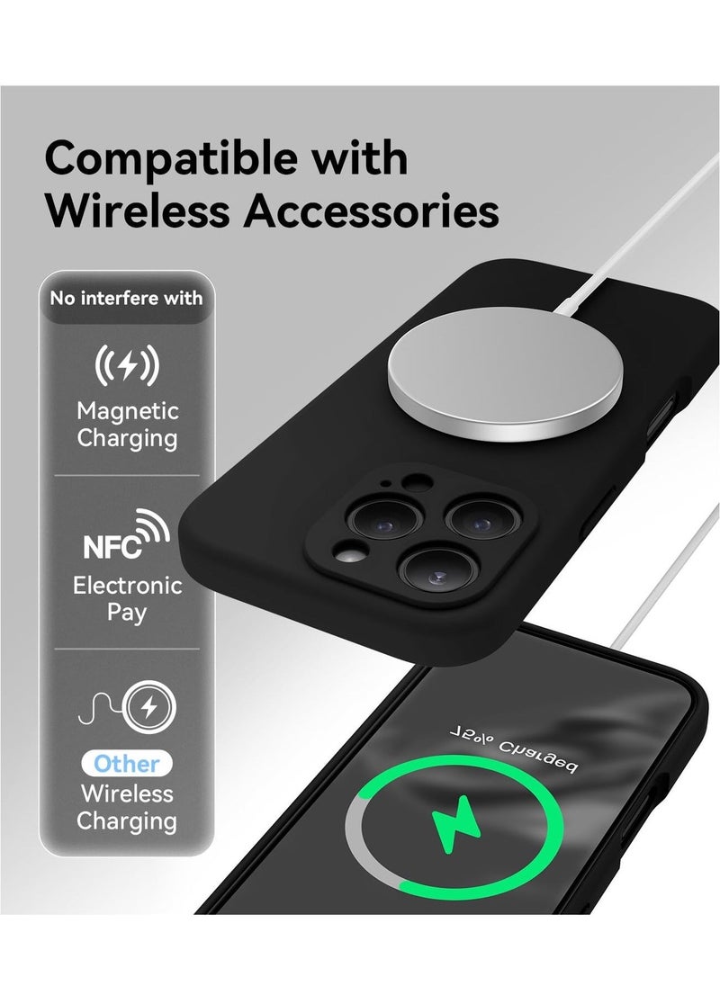Raxoom Compatible with iPhone 16 Pro Case, Silicone Upgraded [Camera Protection], [Compatible with MagSafe], Anti-Scratch Microfiber Lining Inside with 2 Screen Protectors – Black - Image 4