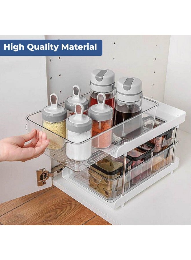HomeStrap HomeStrap Polypropylene 2 Tier Organizer With Clear Sliding Storage Drawer Stand|Under Kitchen Sink Organizing&Bathroom Cabinet|Spice Storage Rack,Cosmetics Storage,Bedroom Wardrobe Organizer,White  - Image 5