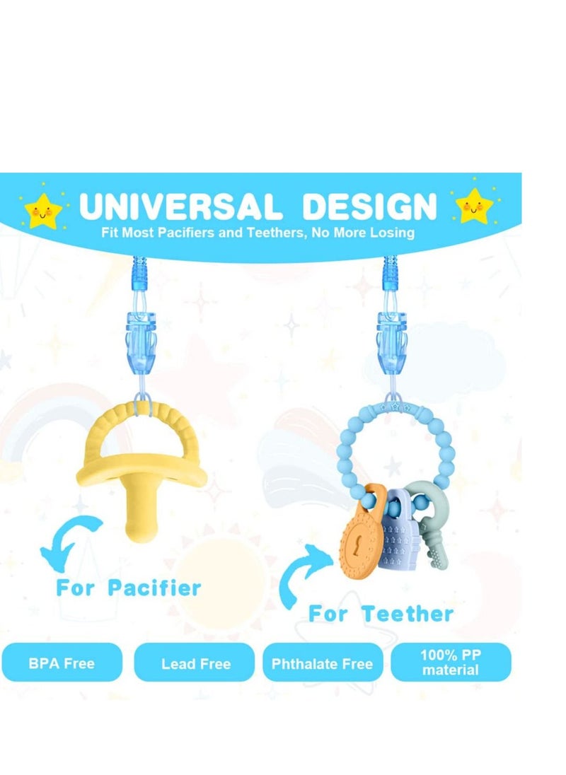 SYOSI - Baby Dummy Clips,5 Pcs Dummy Clips for Baby,Spring Dummy Clip Boys Girls, Soother Pacifier Chain Holder Clips BPA Free Baby Dummy Chain for Teether Toy or Soothie - Image 1