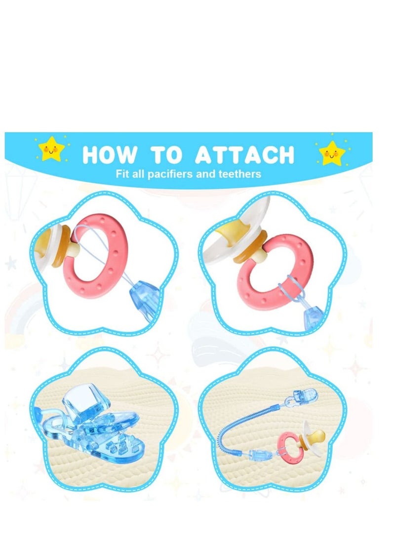 SYOSI - Baby Dummy Clips,5 Pcs Dummy Clips for Baby,Spring Dummy Clip Boys Girls, Soother Pacifier Chain Holder Clips BPA Free Baby Dummy Chain for Teether Toy or Soothie - Image 1