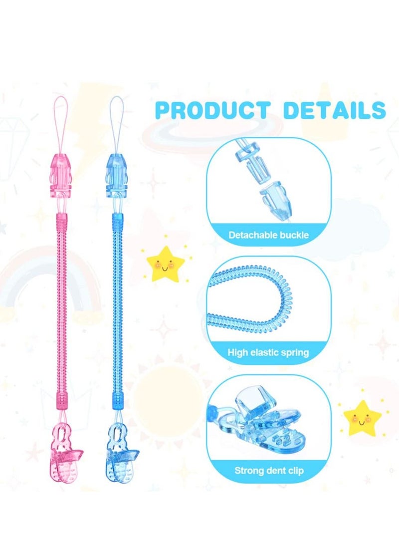 SYOSI - Baby Dummy Clips,5 Pcs Dummy Clips for Baby,Spring Dummy Clip Boys Girls, Soother Pacifier Chain Holder Clips BPA Free Baby Dummy Chain for Teether Toy or Soothie - Image 1