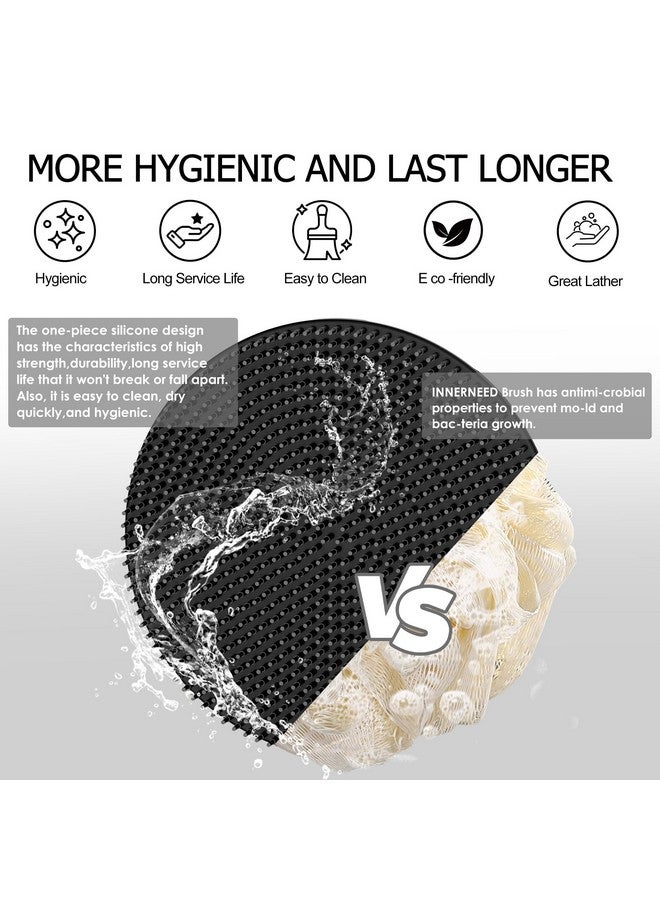 إنر نيد فرشاة استحمام ناعمة من السيليكون من INNERNEED، فرشاة تنظيف البشرة المحمولة باليد، تقشير لطيف ورغوة جيدة (أسود + رمادي) - Image 3