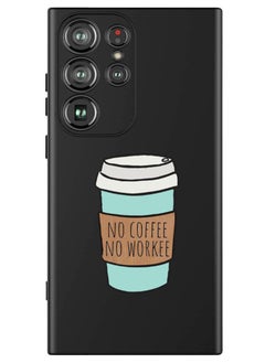 Theodor Protective Slim Fit Case Liquid Silicone Cover with Full Body Protection Anti-Scratch Shockproof Case For Samsung Galaxy S24 Ultra (Black) - No Coffee No work  - Image 1
