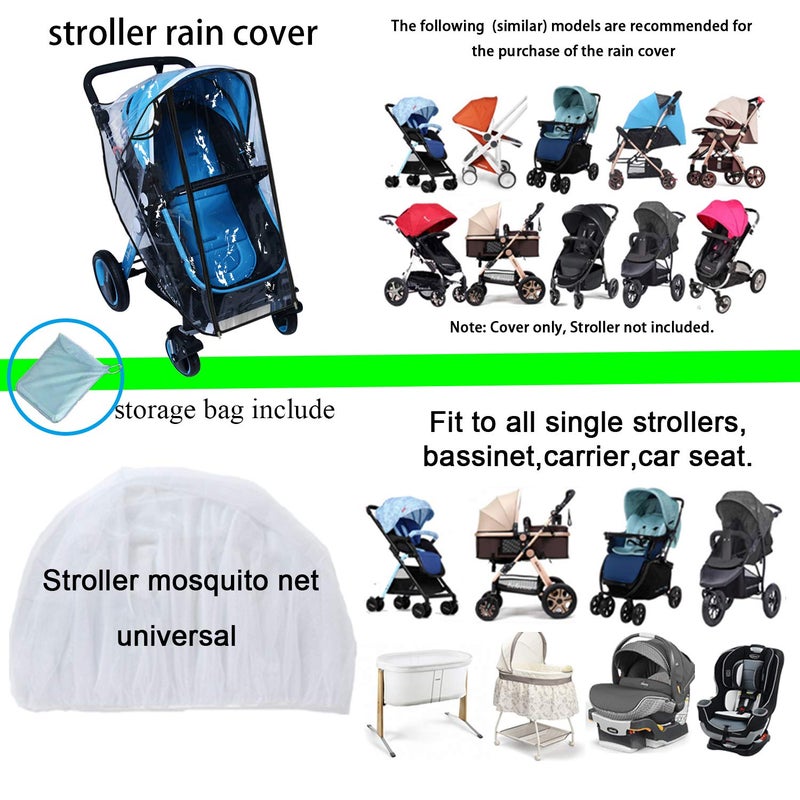 AncBace Stroller Rain Cover Baby Mosquito Net Universal Weather Shield Bug Net for Jogging Stroller Pushchair Buggy Pram Protect Baby from Rain Insect Wind Bug Snow Fly Shade Shield Netting Plastic - Image 4