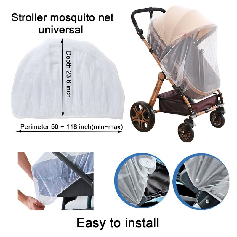 AncBace Stroller Rain Cover Baby Mosquito Net Universal Weather Shield Bug Net for Jogging Stroller Pushchair Buggy Pram Protect Baby from Rain Insect Wind Bug Snow Fly Shade Shield Netting Plastic - Image 3
