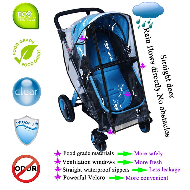 AncBace Stroller Rain Cover Baby Mosquito Net Universal Weather Shield Bug Net for Jogging Stroller Pushchair Buggy Pram Protect Baby from Rain Insect Wind Bug Snow Fly Shade Shield Netting Plastic - Image 2