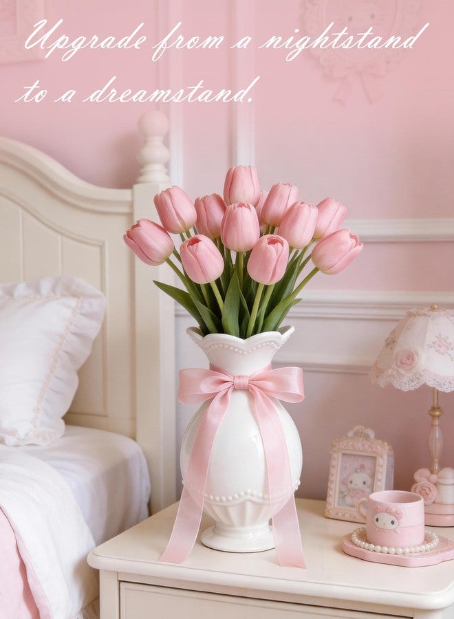 Pecfamly Aesthetic Flower Vase - Coquette Room Decor - Coquette Bow Vase - Bow Room Decor - Cute Flower Vase - Bow Decor Bedroom - Cute Vase - Pink Bow Decor - Room Decor Coquette - Cute Room Decor - Image 5