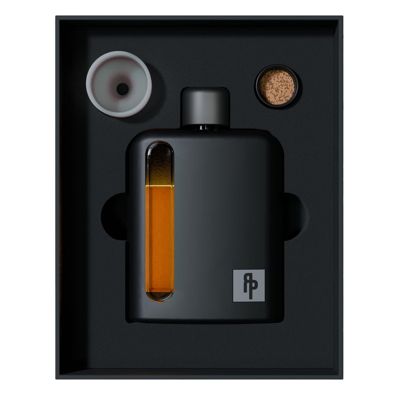 Ragproper Glass Hip Flask for Men â€“ Modern Whiskey & Liquor Pocket Flask with Cork & Silicone Lid Liners, Durable Silicone Covered, Firm Grip â€“ Single Shot 3.4oz (100ml) Black - Image 1