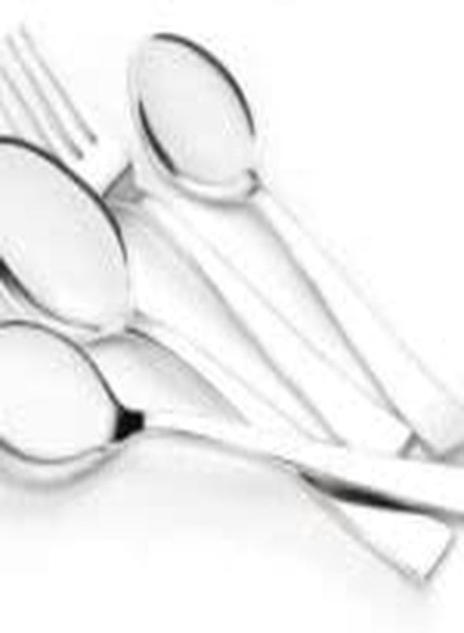 MYPS Cutlery Stainless Steel Spoons and Fork Set with Round Stand, Silver - Image 2