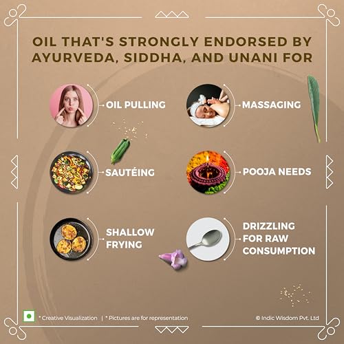 IndicWisdom Wood Pressed White Sesame Oil 500 ml (Cold Pressed White Sesame Oil - Extracted on Wooden Churner) - Image 5