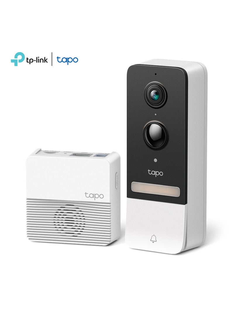 TP-LINK Tapo D230S1 Smart Battery Video Doorbell with 2K 5MP Live View, Color Night Vision, Head-to-Toe 160° Field of View, Smart AI Detection, Flexible Placement, Anti-Theft Alarm, and IP64 Water & Dust Resistance Black & White - Image 1
