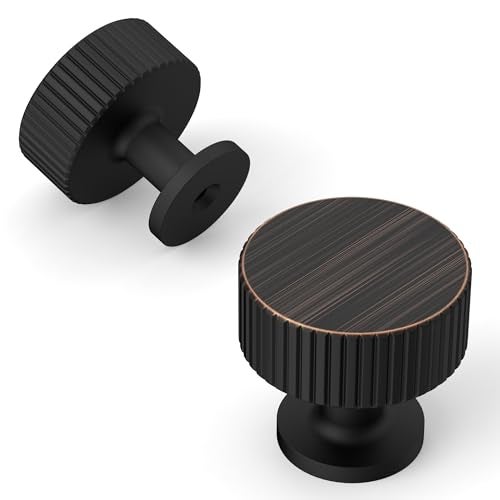 Amerdeco 10 Pack Oil Rubbed Bronze Cabinet Knobs Single Hole Cabinet Pulls 1 Inch Drawer Knobs and Pulls for Bathroom Cabinets ZH0071 - Image 3
