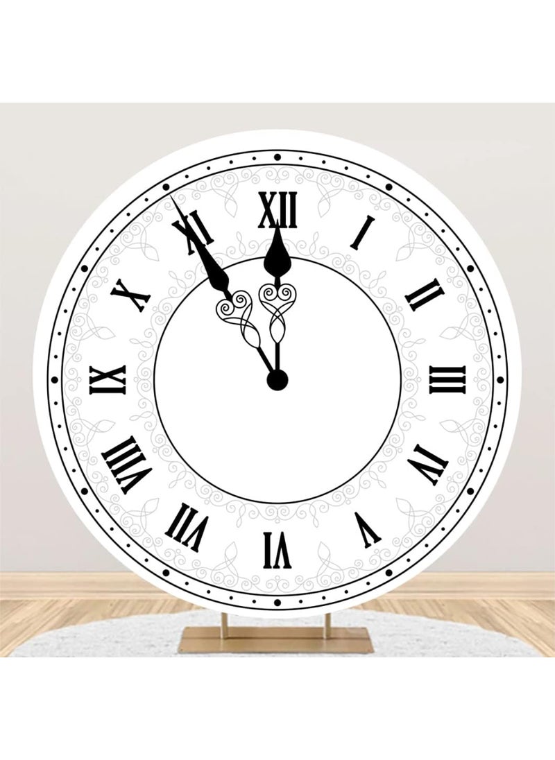 Yeele Yeele 65x65ft White Clock Round Backdrop Cover Countdown Happy New Year Photography Background for Family New Year Eve Party Decoration Supplies Kids Adults Portrait Photo Shoot Props Polyester  - Image 1