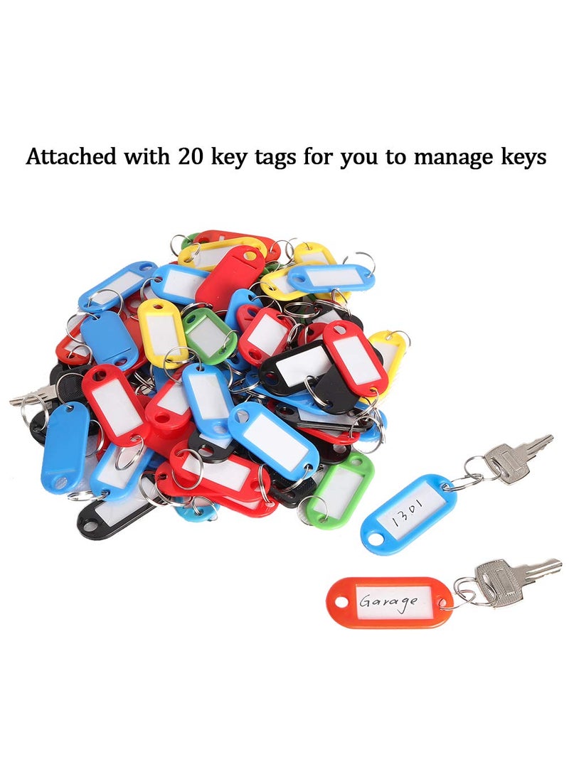 Decaller Decaller Security Metal Key Box with 20 Tags Small Adjustable Wall Mount Key Lock Cabinet White 7 45 X 6 15 X 2 45 Ysh001S  - Image 5