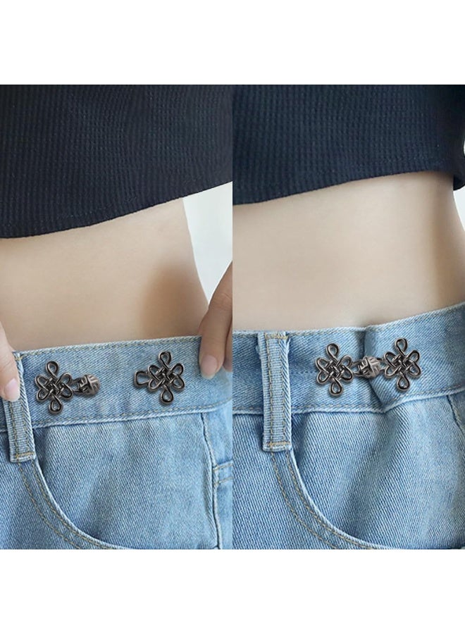 HZYH 6 Set Pant Waist Tightener Button, Chinese Knot Jean Waist Tightener Adjustable Waist Buckle, Decorative Waist Adjuster for Loose Pants Button Tightener,Waist Cincher Clip Jean Buttons for Loose  Jeans - Image 3