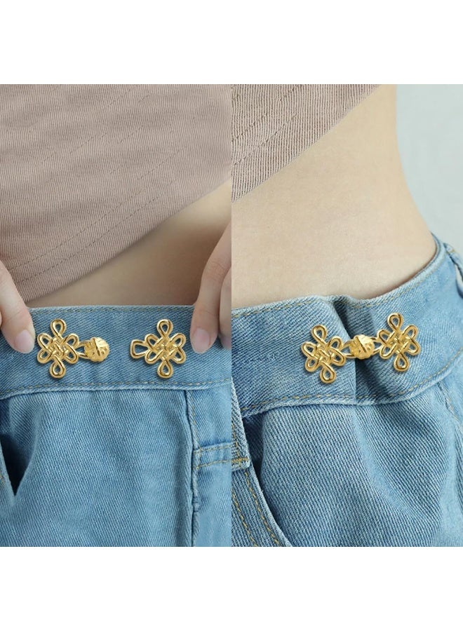 HZYH 6 Set Pant Waist Tightener Button, Chinese Knot Jean Waist Tightener Adjustable Waist Buckle, Decorative Waist Adjuster for Loose Pants Button Tightener,Waist Cincher Clip Jean Buttons for Loose  Jeans - Image 4