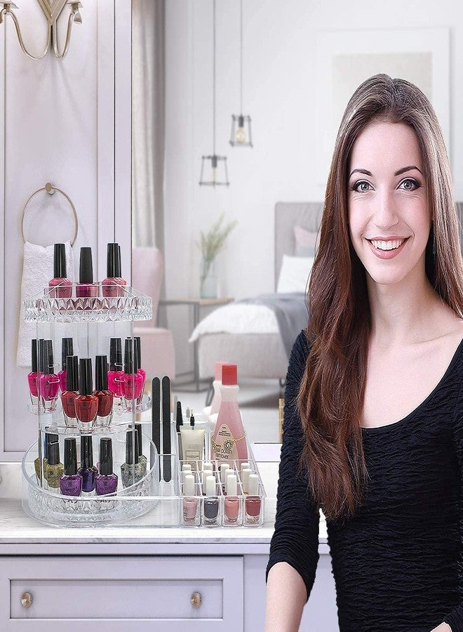 فيلينغ مول محطة تنظيم مكياج FEELING MALL، شريط دوار قابل للتعديل بزاوية 360 درجة مع صينية لمستحضرات التجميل والعناية بالبشرة وغيرها - مثالية لطاولة الزينة والحمام وغرفة النوم (محطة دوارة قابلة للتعديل - شفافة) - Image 2
