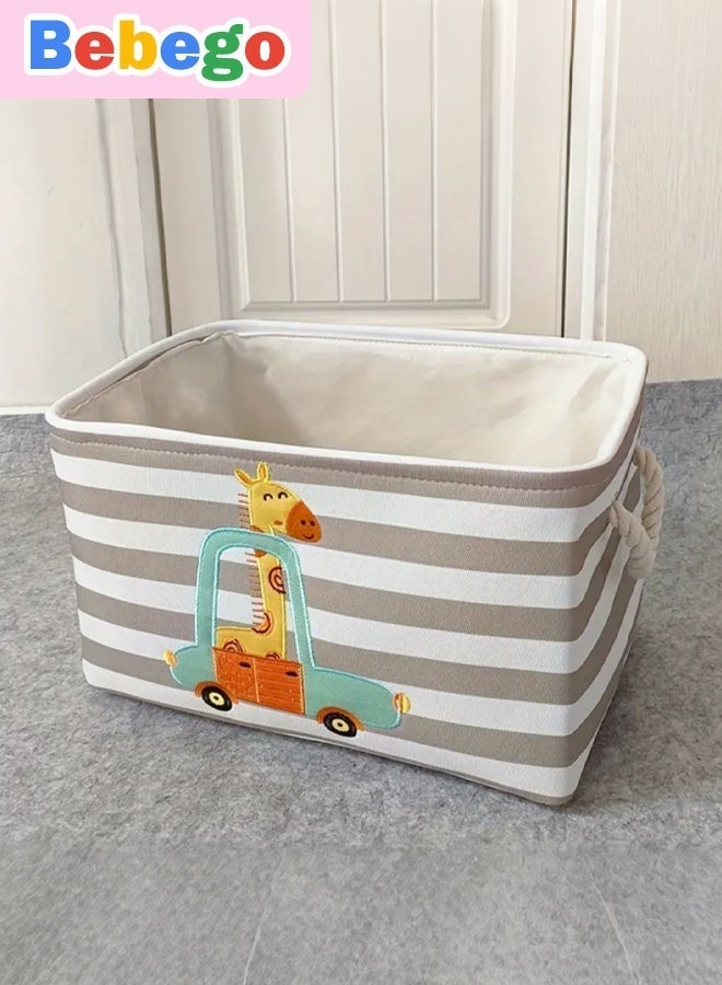 BEBEGO 1pc BEBEGO Large Capacity -Themed Storage Basket with Cute Giraffe, & Dinosaur Patterns - Portable Rectangular Organizer with Sturdy Handle for, Playroom, ' Clothes & - Durable Modern ' Room Decor (All, Laundry Baskets - Image 2