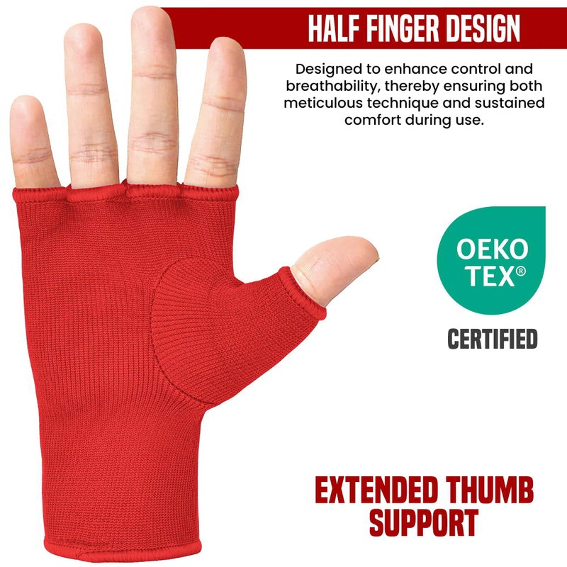 RDX Boxing Hand Wraps Inner Gloves Men Women, Half Finger Elasticated Bandages, Under Mitts Fist Protection, Muay Thai, Kickboxing, MMA, Martial Arts Speed Bag Punching Training - Image 5