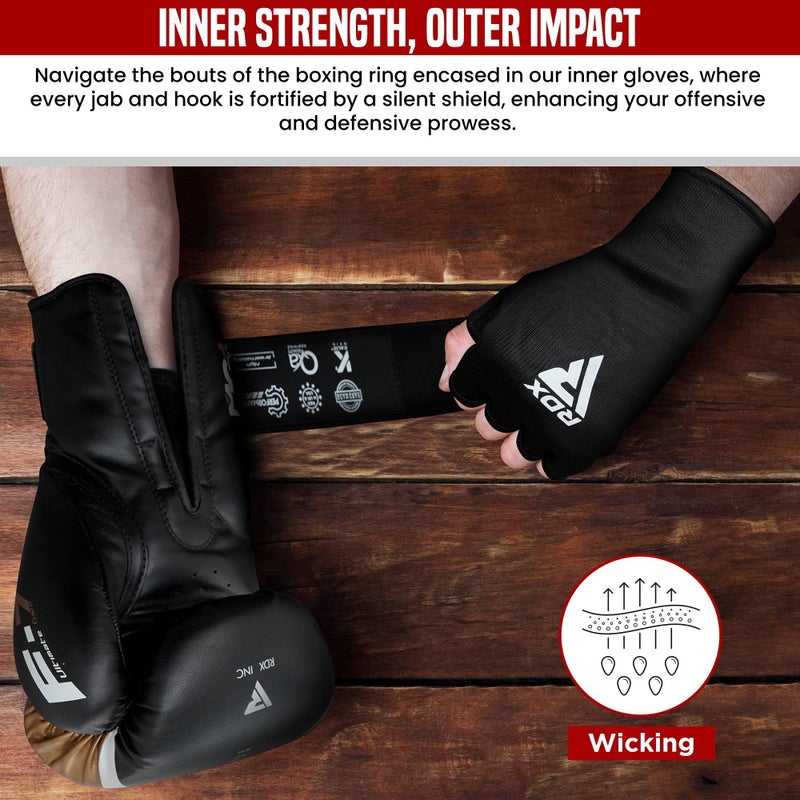 RDX Boxing Hand Wraps Inner Gloves Men Women, Half Finger Elasticated Bandages, Under Mitts Fist Protection, Muay Thai, Kickboxing, MMA, Martial Arts Speed Bag Punching Training - Image 4