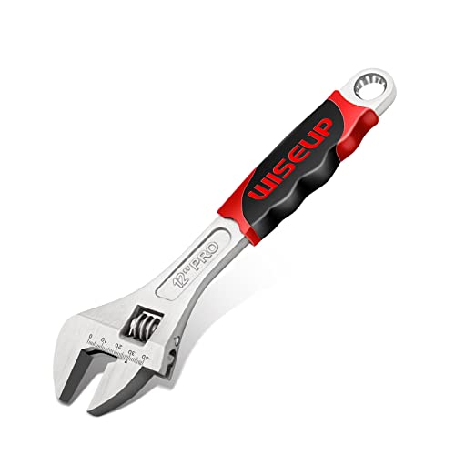 WISEUP Professional Adjustable Wrench 12 Inch Cr-V Forged Industrial Grade Hand Tools Wrench Set With Anti-Slip Grip Large Adjustable Wrenches - Image 1