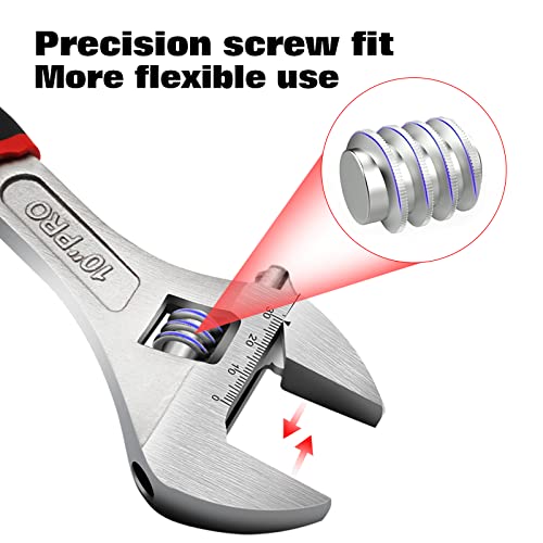 WISEUP Professional Adjustable Wrench 12 Inch Cr-V Forged Industrial Grade Hand Tools Wrench Set With Anti-Slip Grip Large Adjustable Wrenches - Image 3