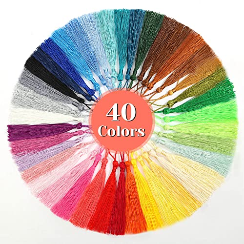 cridoz Bookmark Tassels Bulk, Cridoz 200Pcs Small Tassels Silky Handmade Soft Craft Mini Tassels with Loops for Bookmarks, DIY Crafts and Jewelry Making, 40 Colors - Image 4