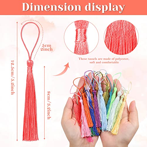 cridoz Bookmark Tassels Bulk, Cridoz 200Pcs Small Tassels Silky Handmade Soft Craft Mini Tassels with Loops for Bookmarks, DIY Crafts and Jewelry Making, 40 Colors - Image 3