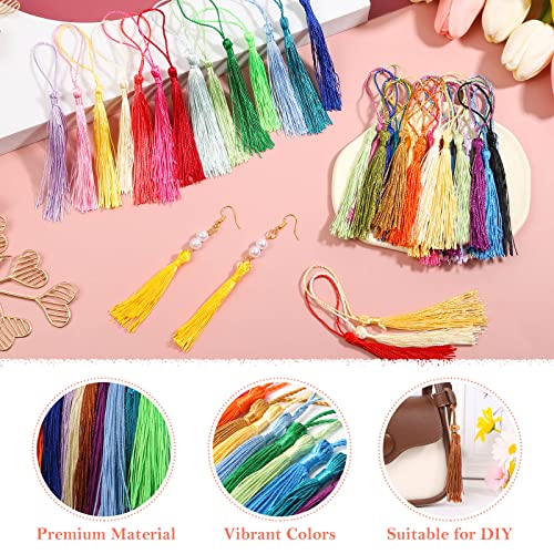 cridoz Bookmark Tassels Bulk, Cridoz 200Pcs Small Tassels Silky Handmade Soft Craft Mini Tassels with Loops for Bookmarks, DIY Crafts and Jewelry Making, 40 Colors - Image 5
