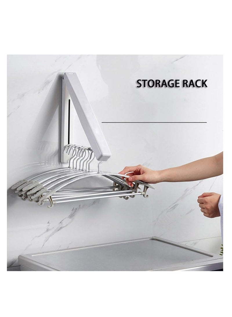 Foldable Clothes Drying Rack Wall Mounted Clothes Hanger Dual Purpose Folding Clothes Hanging Rod for Balcony Bedroom Bathroom and Laundry Room (Black) - Image 5