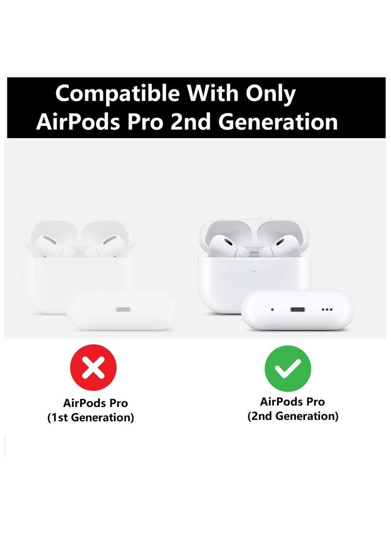 O Ozone Case for Airpods Pro 2nd Generation , Stylish Premium Cute Flower Skin Hard PC Shockproof Protective Cover with Keychain Hook -Black With Flower  - Image 2
