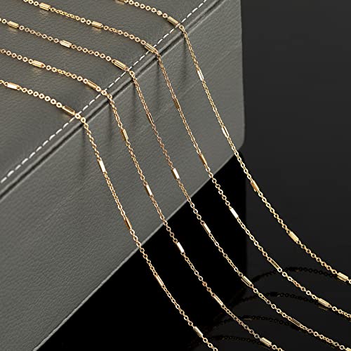 YOUBEIYEE 32.8ft 18K Gold Plated Jewelry Making Chain Bulk with 50pcs Jump Rings and 20pcs Lobster Clasps, Solid Brass Tube Bar Cable Link Chain Necklace Bracelet DIY Craft Chains - Image 5