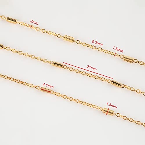 YOUBEIYEE 32.8ft 18K Gold Plated Jewelry Making Chain Bulk with 50pcs Jump Rings and 20pcs Lobster Clasps, Solid Brass Tube Bar Cable Link Chain Necklace Bracelet DIY Craft Chains - Image 3
