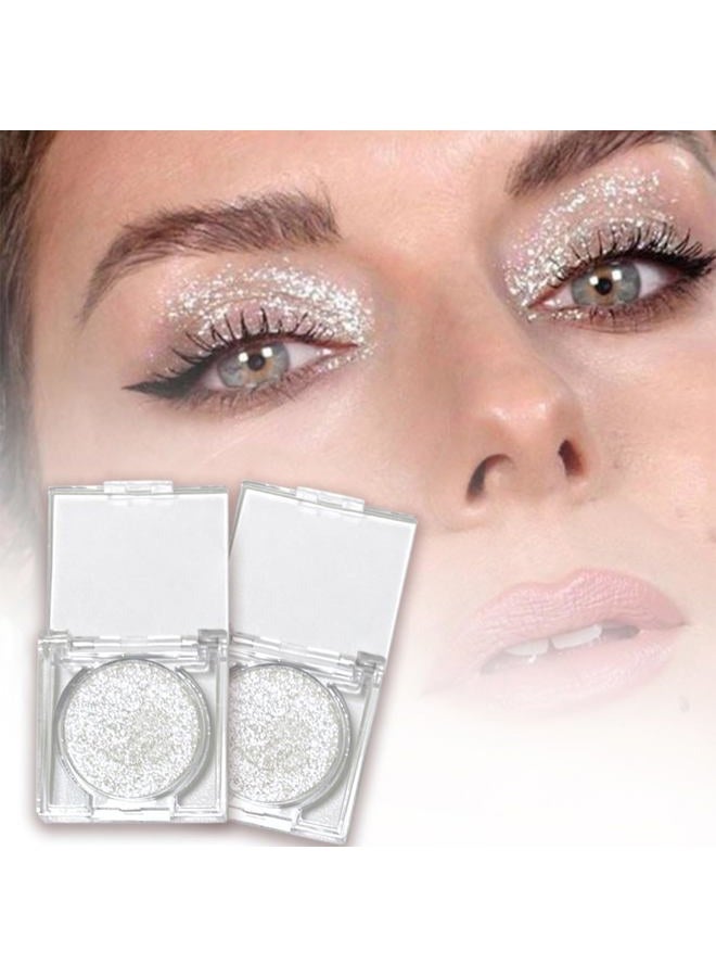 VOTACOS Silver Glitter Eyeshadow & 3Pcs Face Gems Stick on Set, Shimmer Cream Eye Shadow & Hair Jewels Face Rhinestones, Glossier Single Eyeshadow Palette & Body Gems Diamonds for Eye Makeup - Image 3