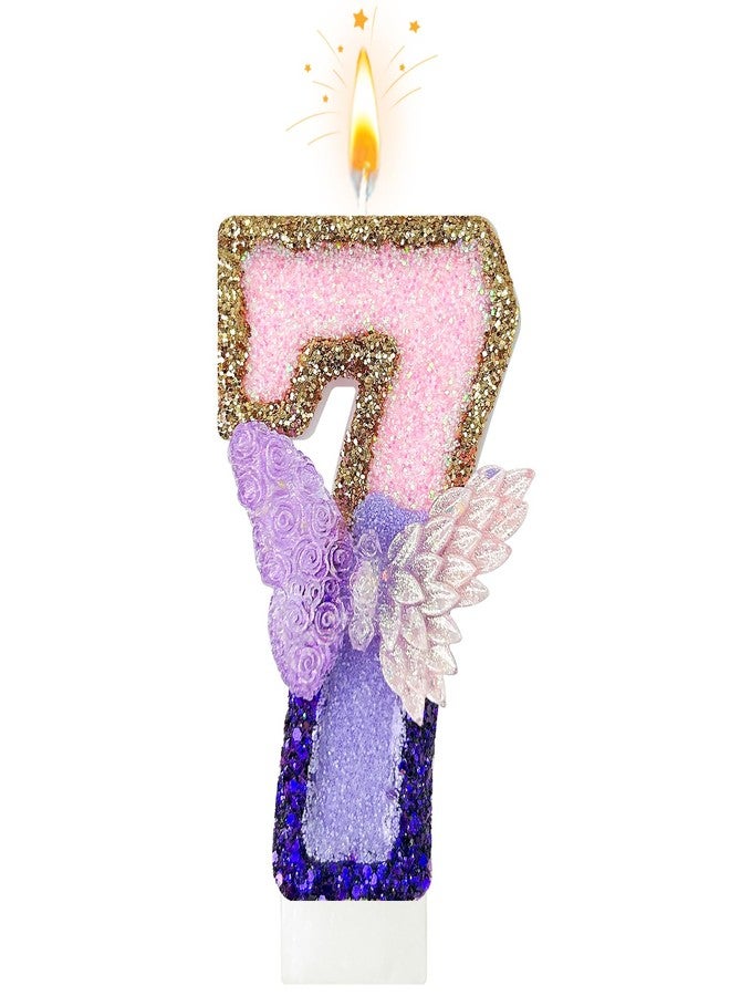 JonesLi Purple Butterfly Number Candle，Butterfly Decorations for Cake，Butterfly Birthday Decorations，Large Pink and Purple Candle，Suitable for Birthdays, Anniversaries, Parties (Large Butterfly, 7) - Image 1