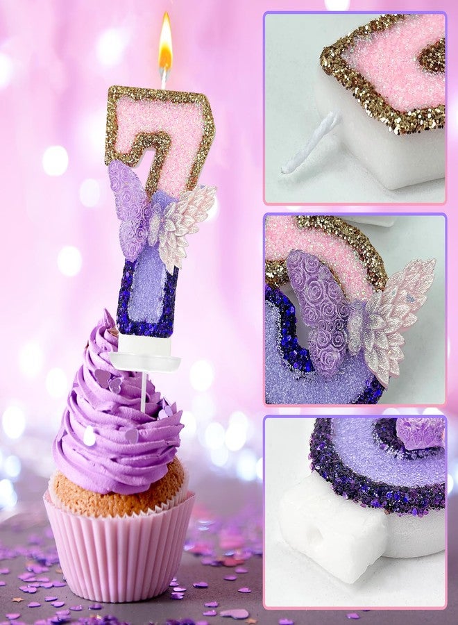 JonesLi Purple Butterfly Number Candle，Butterfly Decorations for Cake，Butterfly Birthday Decorations，Large Pink and Purple Candle，Suitable for Birthdays, Anniversaries, Parties (Large Butterfly, 7) - Image 3