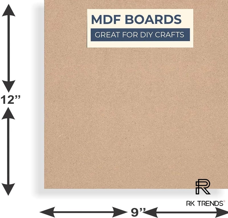 RK Trends 3.4 mm MDF Boards for DIY Art & Crafts,(Pack of 6Pcs) Wood MDF Sheets for Craft Work, Painting, Resin Art, Fluid Art, Decoupage, Mandala Art, Pyrography. (9 Inch X 12 Inch) - Image 2
