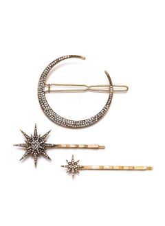 Suoirblss 3 PCS Women Alloy Rhinestone Moon Snowflake Star Hair Clip Bobby Pins Hair Barrettes Beauty Hair Styling Accessories 