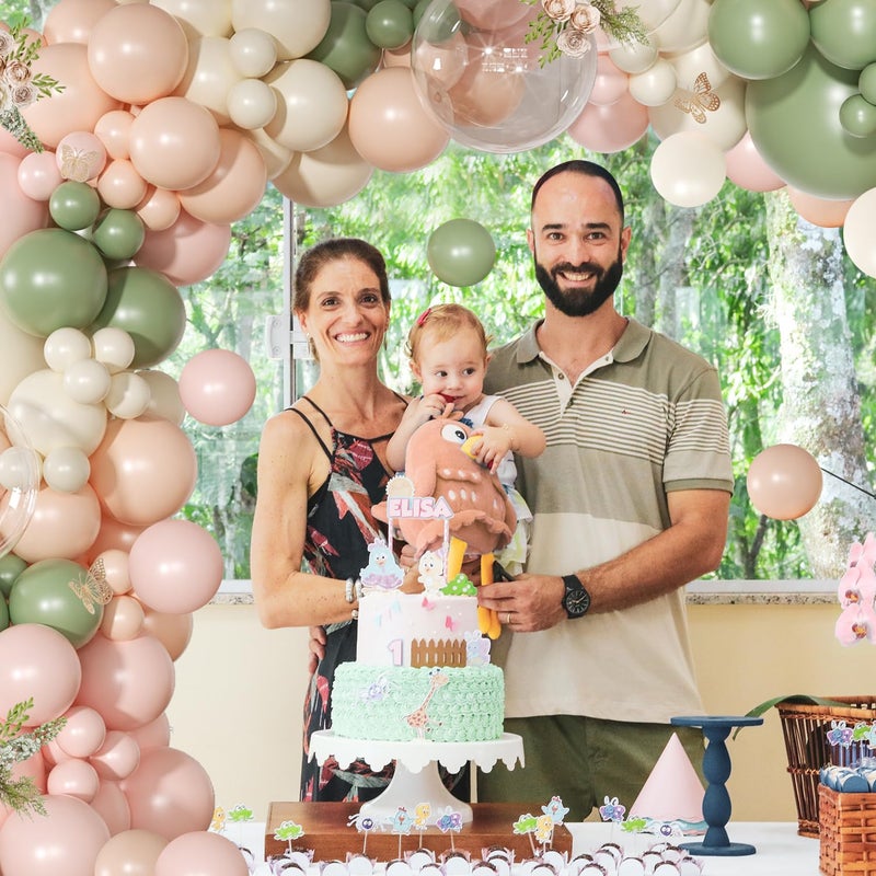 NUTTYBASH Pink and Sage Green Balloon Arch Kit 131 Pcs Dusty Pink Green Balloons Different Size for Wedding Birthday Baby Shower Gender Reveal Decorations - Image 4