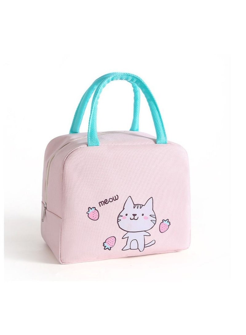 Y&D Cute cat lunch bag with pocket reusable leakproof cooler and warmer 