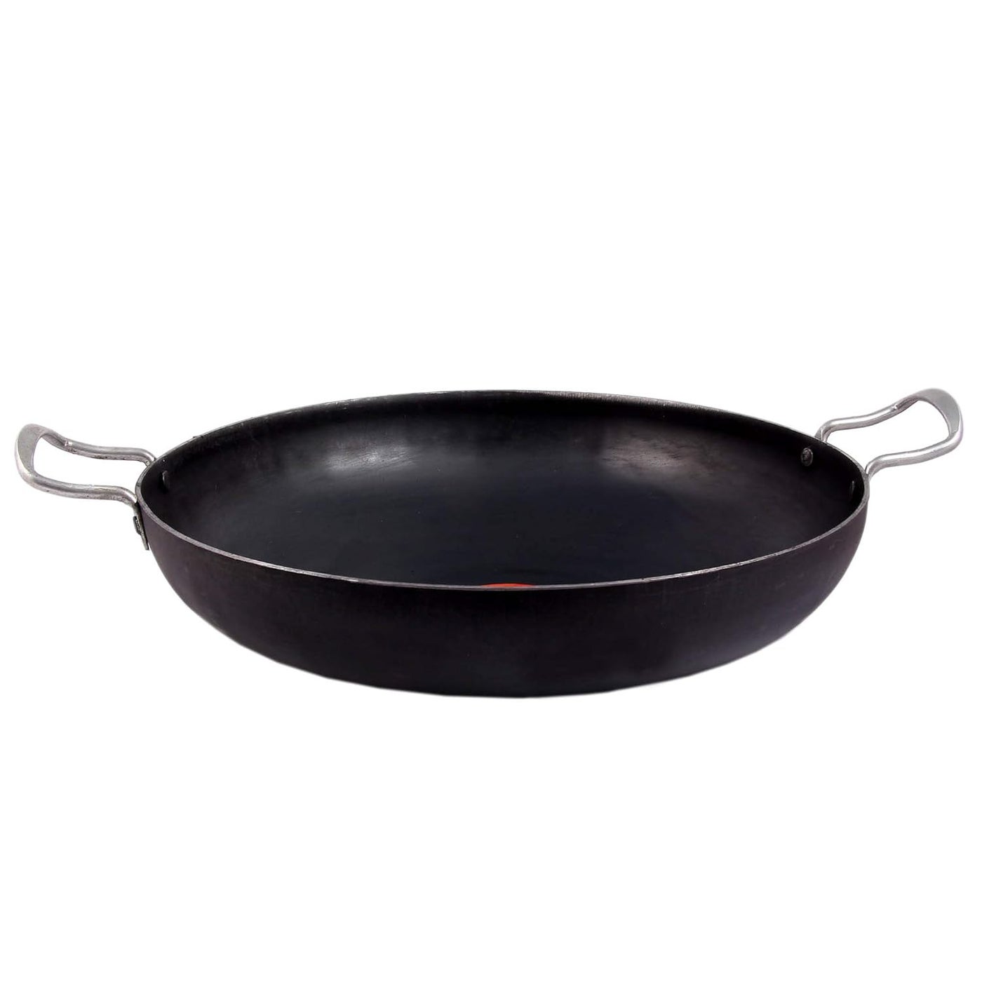 KITCHEN SHOPEE Traditional Iron deep Kadai Frying Pan for Cooking Fry Kadhai Heavy Base with Handle Loha Lokhand induction Friendly 12 Inch 31 cm 4 liter black color