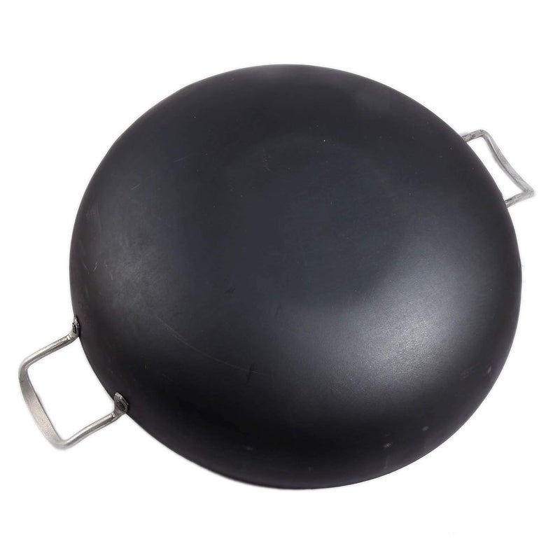 KITCHEN SHOPEE Traditional Iron deep Kadai Frying Pan for Cooking Fry Kadhai Heavy Base with Handle Loha Lokhand induction Friendly 12 Inch 31 cm 4 liter black color - Image 3
