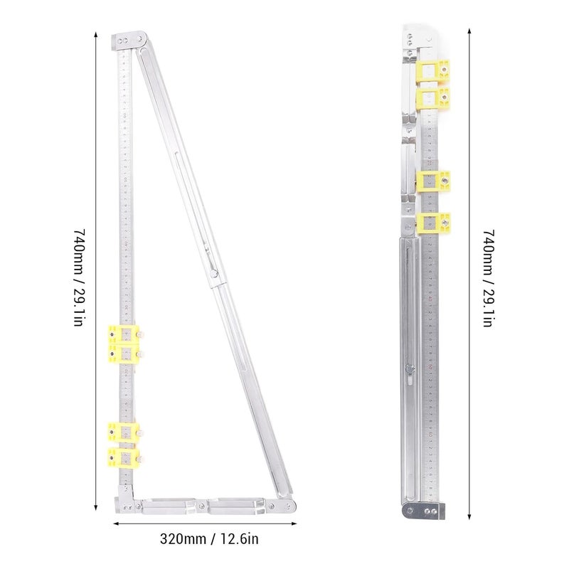 4 منزلقات مسطرة نقش مسطرة مثلثة 2 في 1 مسطرة تمويه موصل تمويه 740 ملم لأعمال النجارة - Image 4