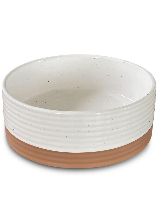 مورا وعاء مورا سيراميك للحيوانات الأليفة، مقاس متوسط - طبق طعام/ماء للجراء الكبيرة، والقطط، وكلاب الريتريفر، والكلاب متوسطة الحجم، إلخ. 28 أونصة أو 4 أكواب - أوعية أساسية لكلبك أو قطتك، اختر ما يناسبك - لون فانيليا - Image 1