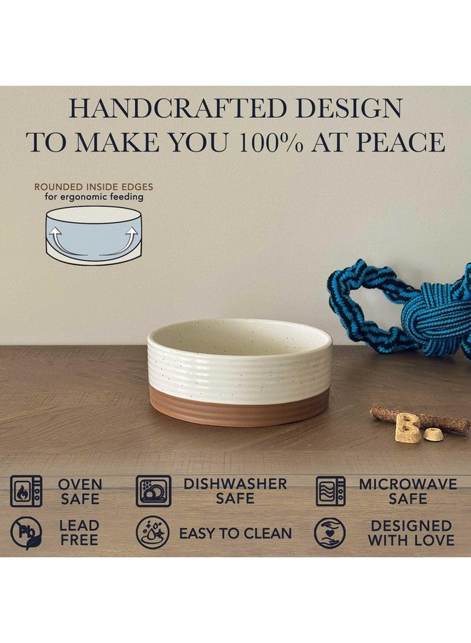 مورا وعاء مورا سيراميك للحيوانات الأليفة، مقاس متوسط - طبق طعام/ماء للجراء الكبيرة، والقطط، وكلاب الريتريفر، والكلاب متوسطة الحجم، إلخ. 28 أونصة أو 4 أكواب - أوعية أساسية لكلبك أو قطتك، اختر ما يناسبك - لون فانيليا - Image 3