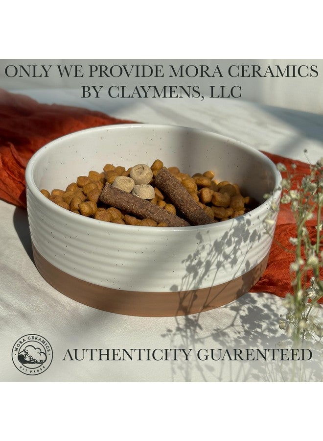 مورا وعاء مورا سيراميك للحيوانات الأليفة، مقاس متوسط - طبق طعام/ماء للجراء الكبيرة، والقطط، وكلاب الريتريفر، والكلاب متوسطة الحجم، إلخ. 28 أونصة أو 4 أكواب - أوعية أساسية لكلبك أو قطتك، اختر ما يناسبك - لون فانيليا - Image 4